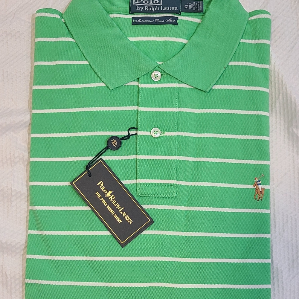 Polo by Ralph Lauren Green Striped Men's Shirt XL - Picture 5 of 7